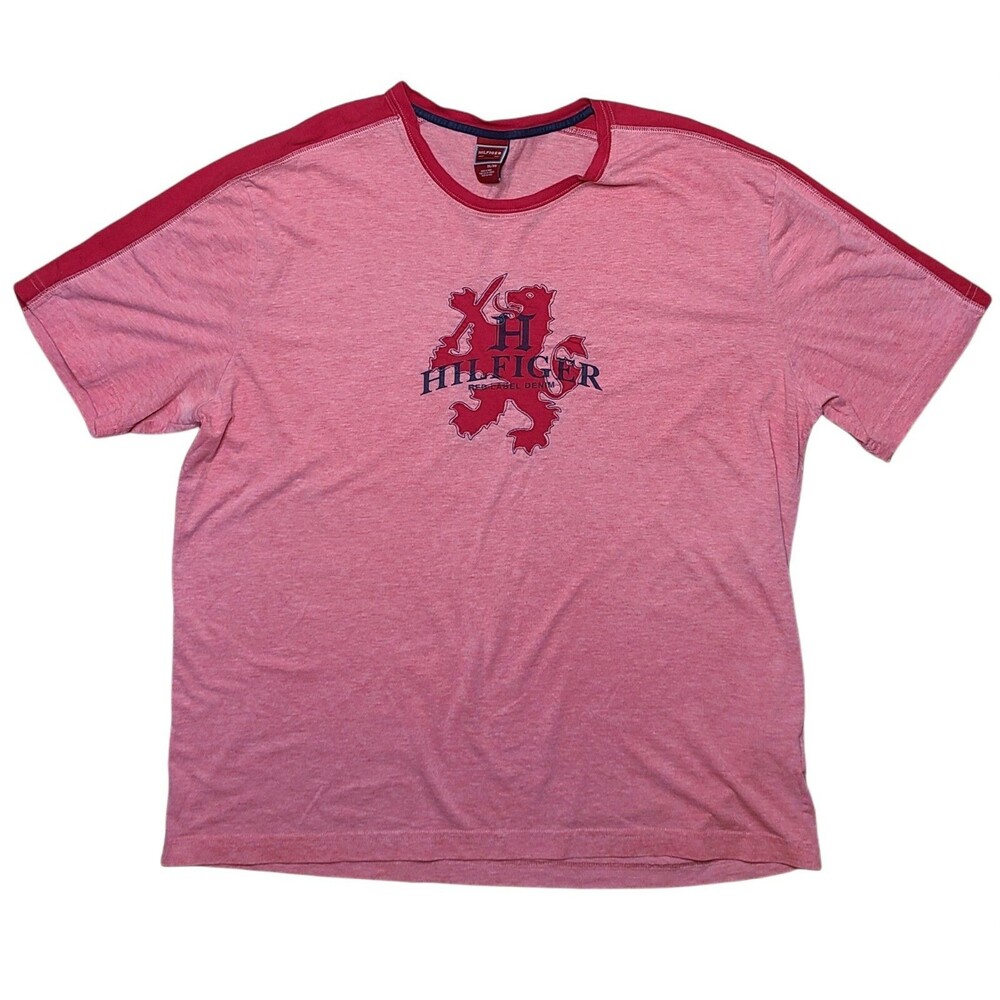 Tommy Hilfiger Red Label Denim T-Shirt Men's Size XL dragon sword patch VTG